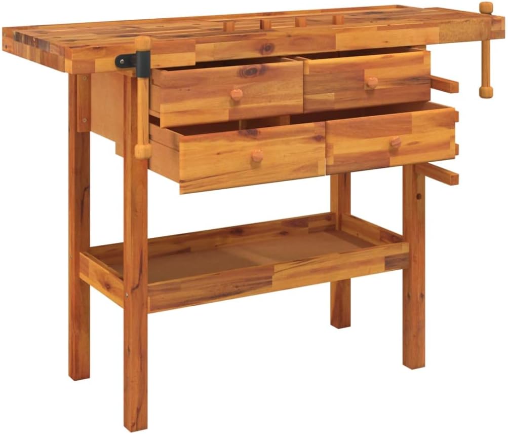 Acacia Workbench with Drawers Vices