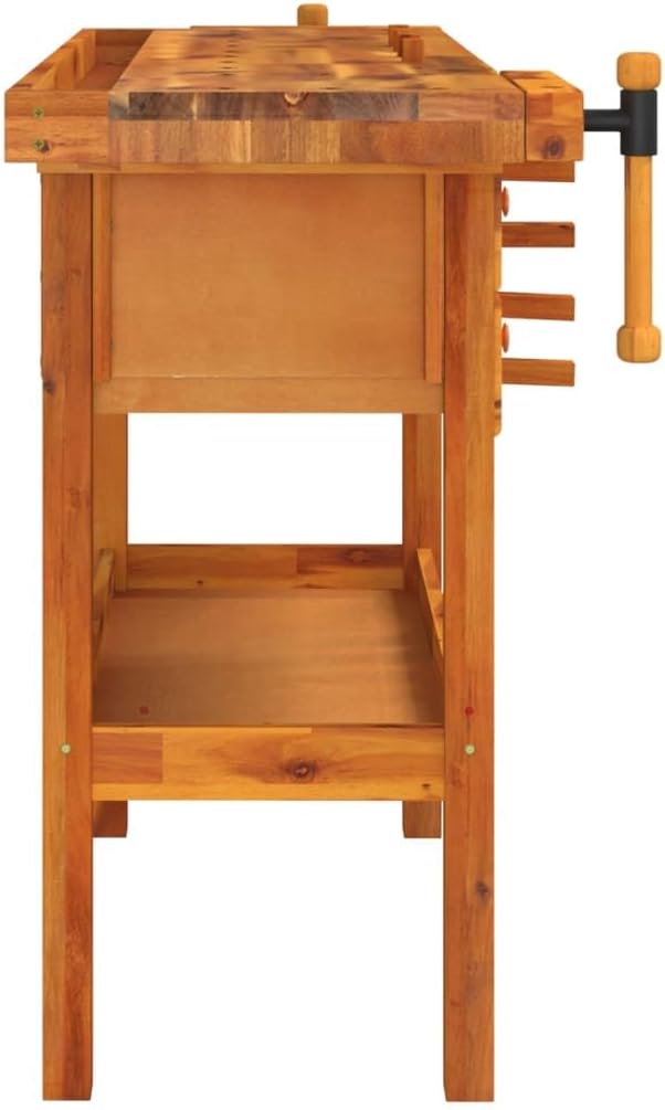 Acacia Workbench with Drawers Vices