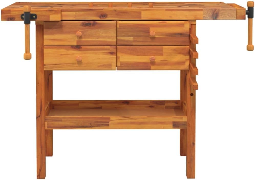 Acacia Workbench with Drawers Vices