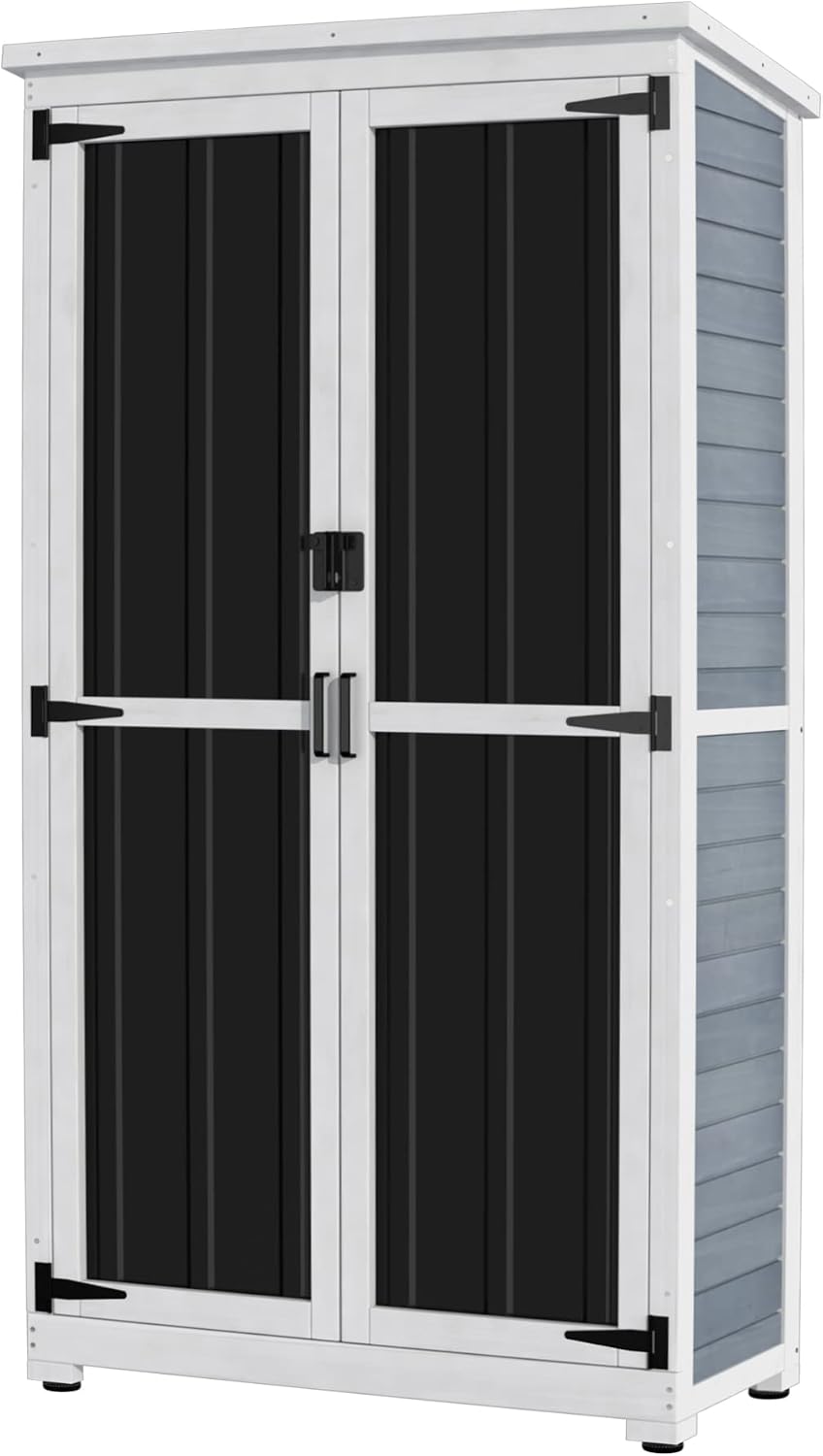 66" Wood Metal Outdoor Storage Cabinet