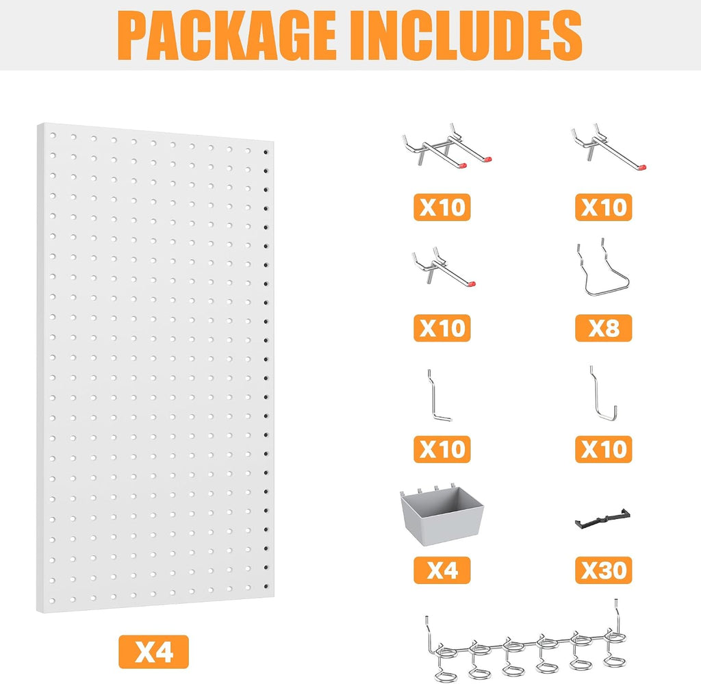 Wall-Mounted Tool Storage Pegboard Kit