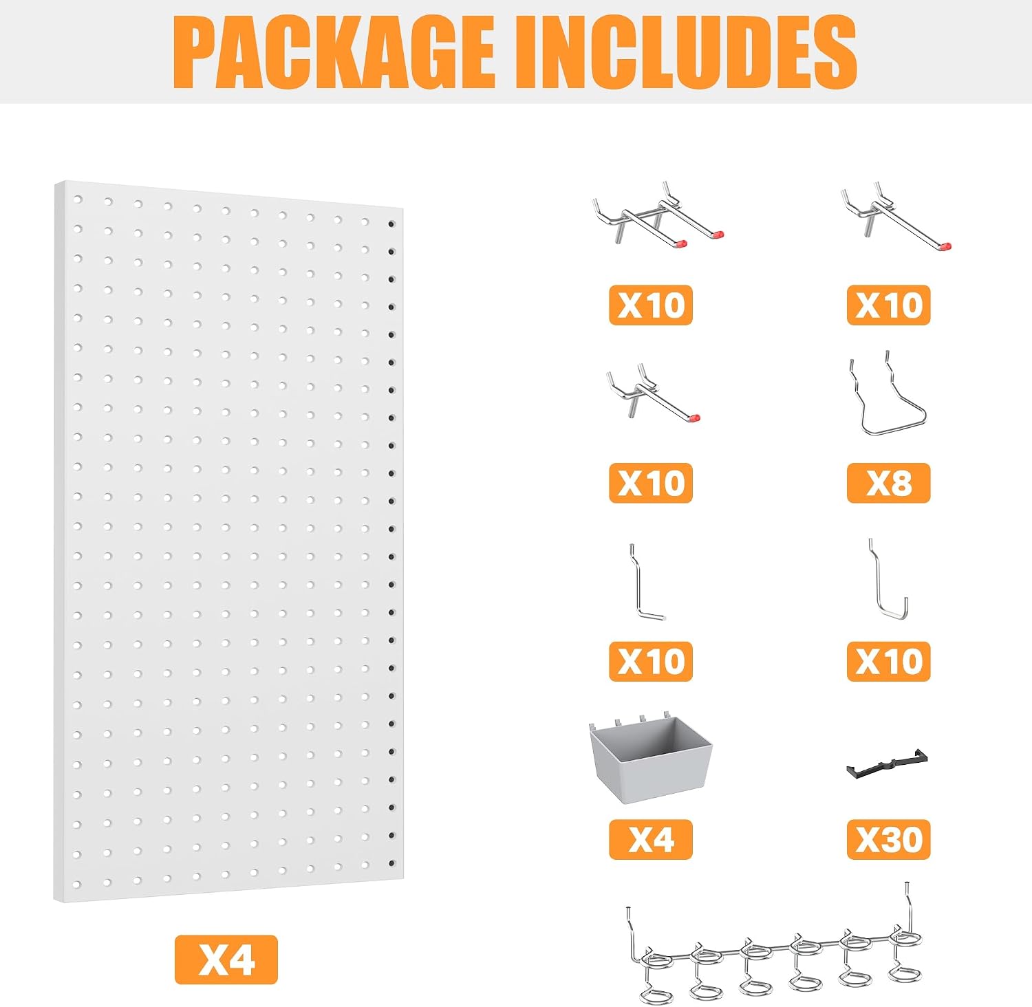 Wall-Mounted Tool Storage Pegboard Kit
