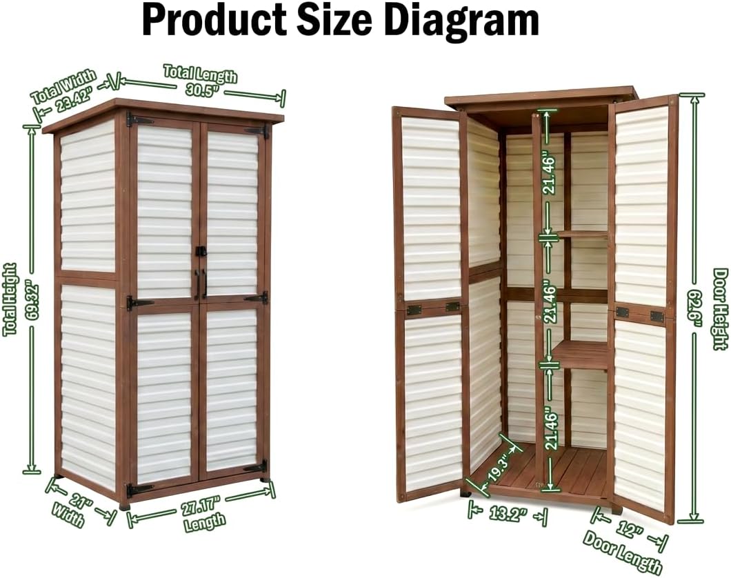69" Fir Wood Plastic Outdoor Storage Cabinet