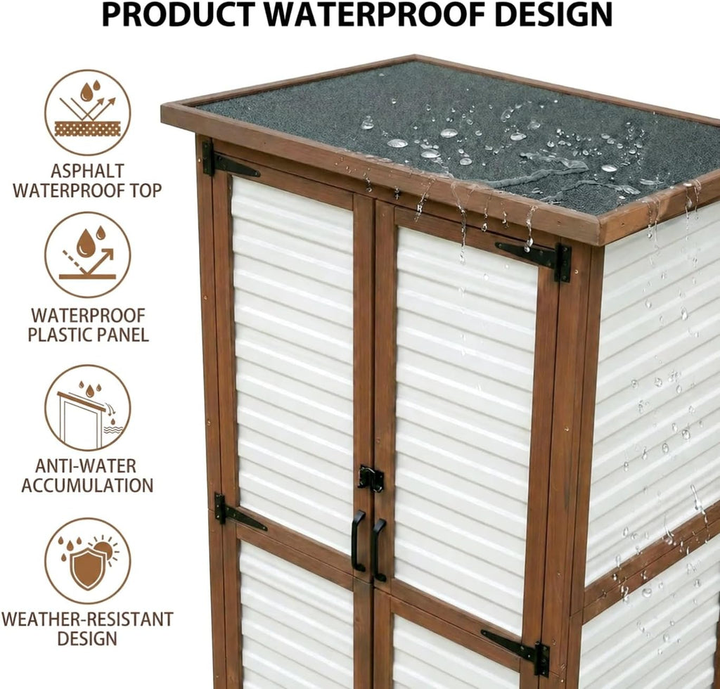 69" Fir Wood Plastic Outdoor Storage Cabinet