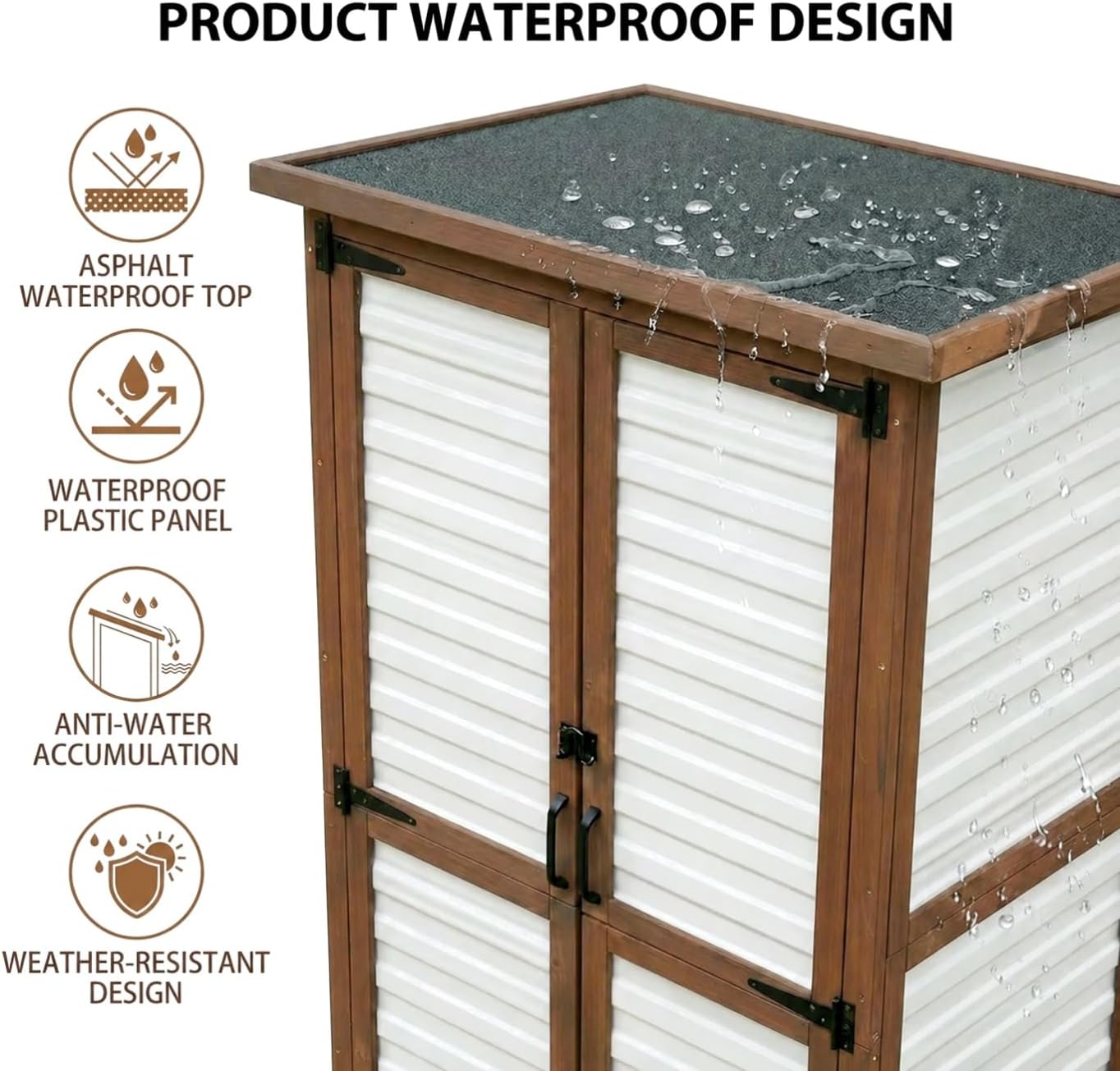 69" Fir Wood Plastic Outdoor Storage Cabinet