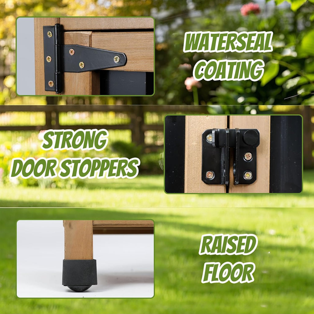 Brown Wood Metal Outdoor Storage Cabinet