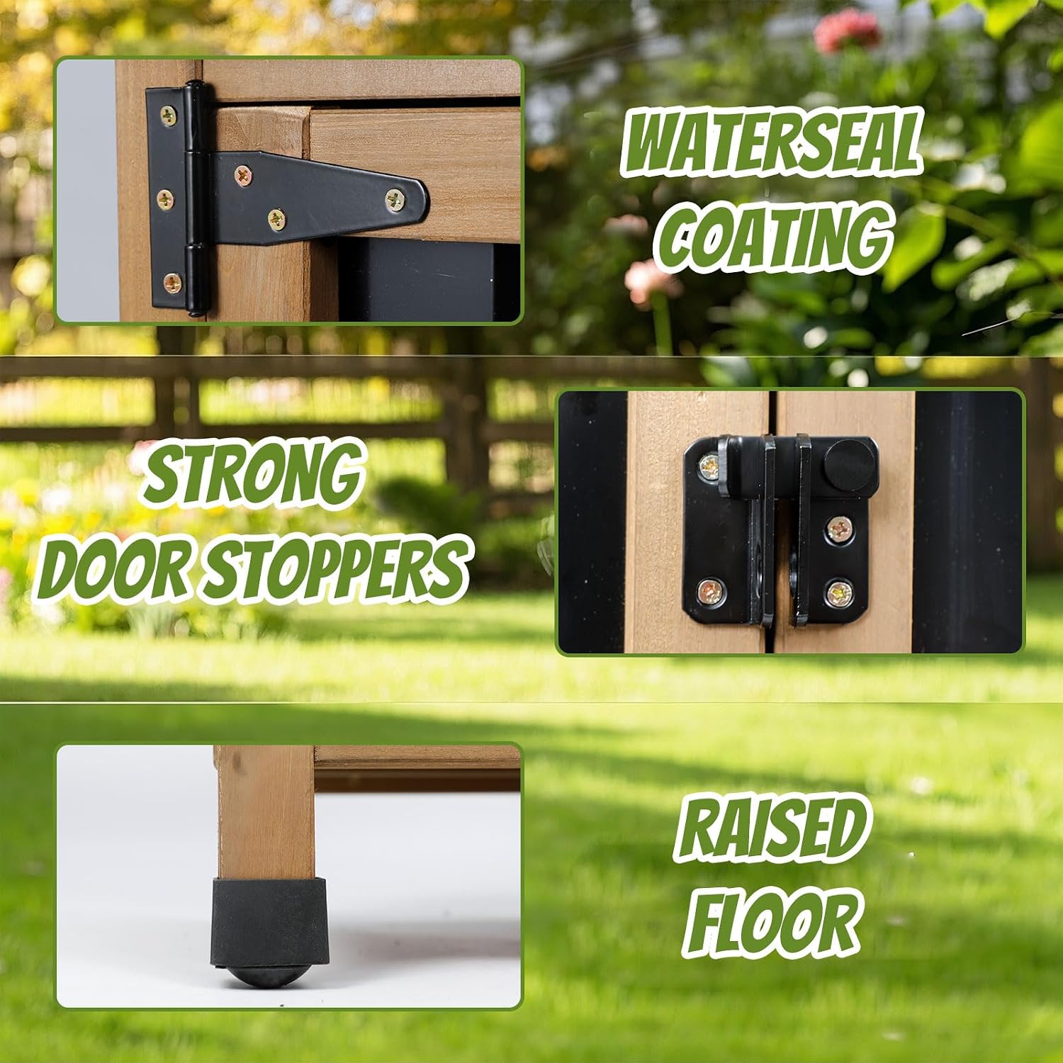 Brown Wood Metal Outdoor Storage Cabinet