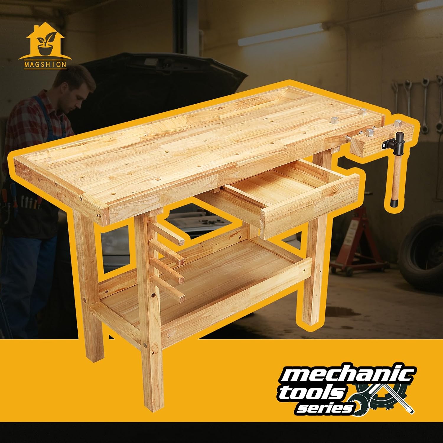 Magshion 50" Rubberwood Workbench