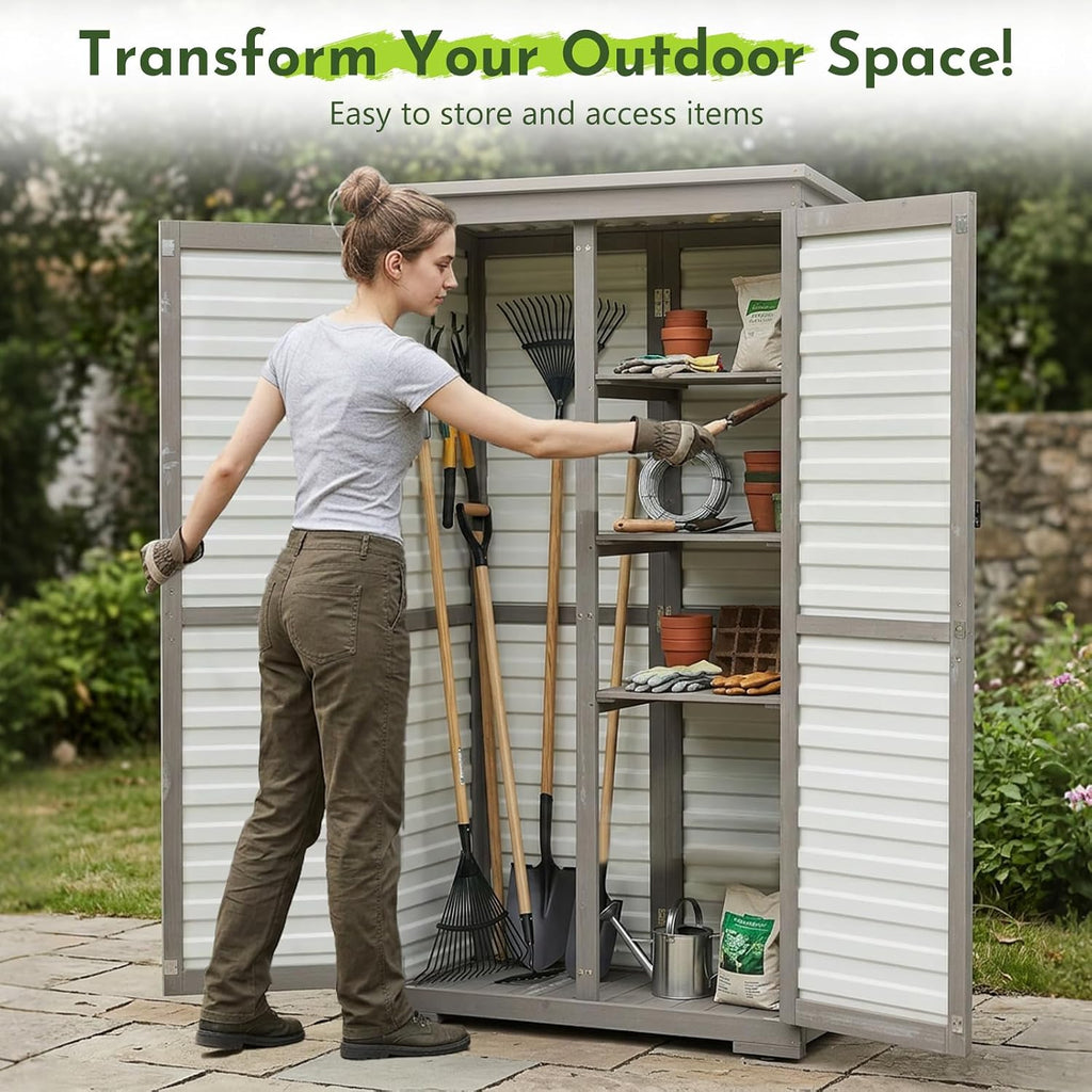 Tall White Outdoor Storage Cabinet