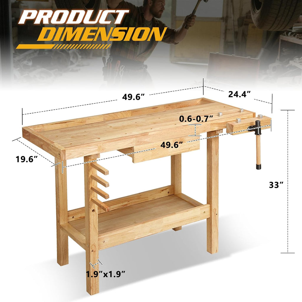 Magshion 50" Rubberwood Workbench
