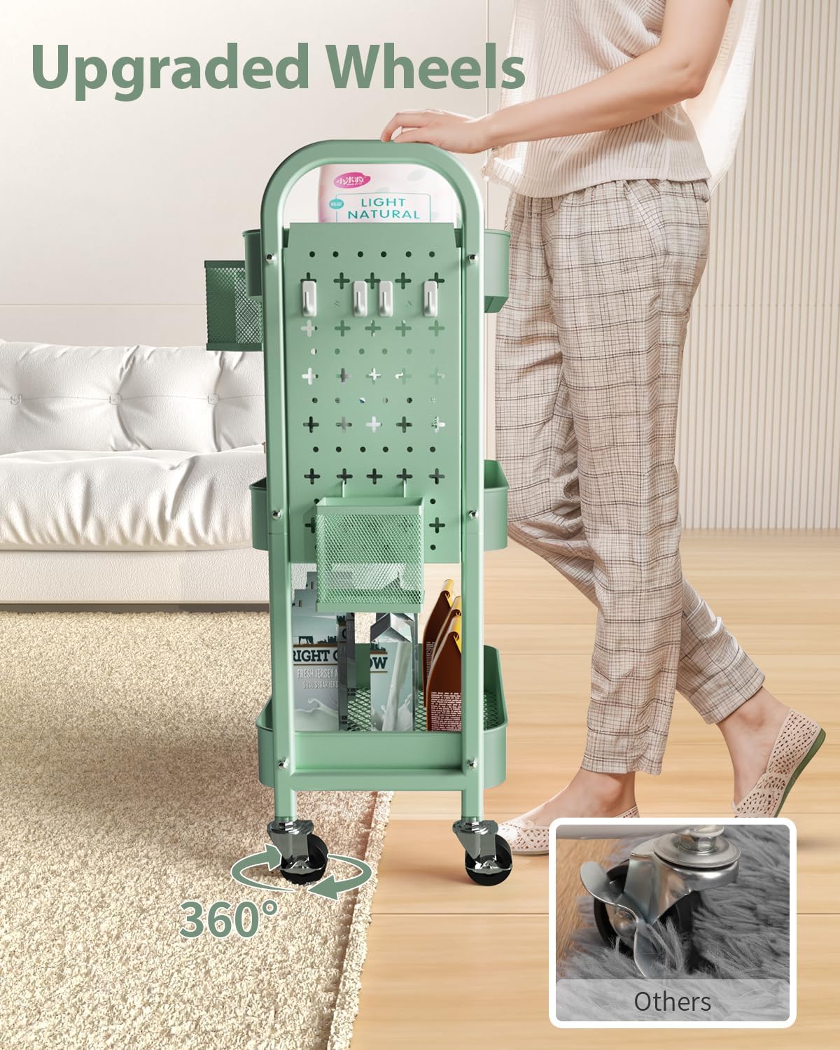 ALVOROG 3 Tier Rolling Cart