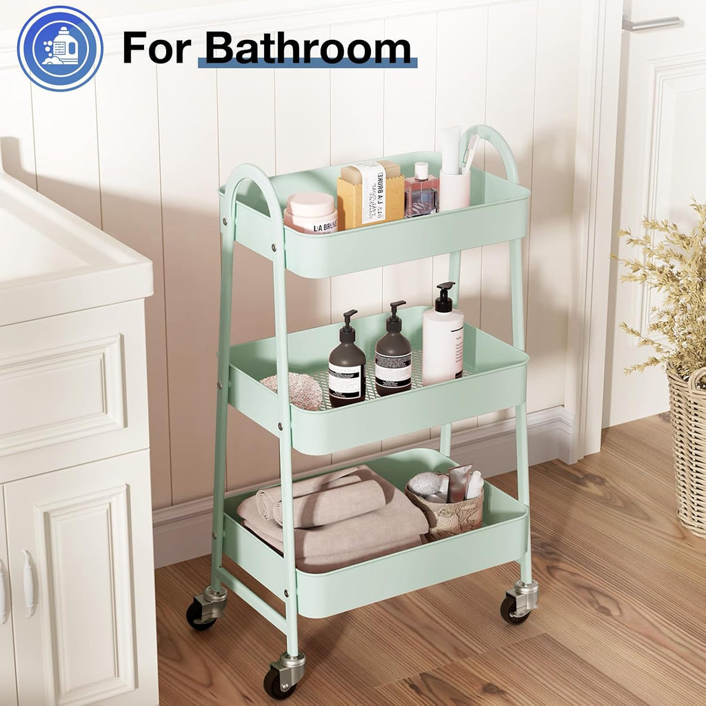 Metal 3 Tiers Utility Rolling Cart