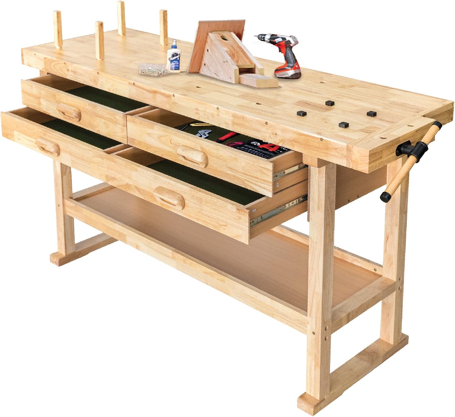 Olympia 64.5" 4-Drawer Wood Workbench