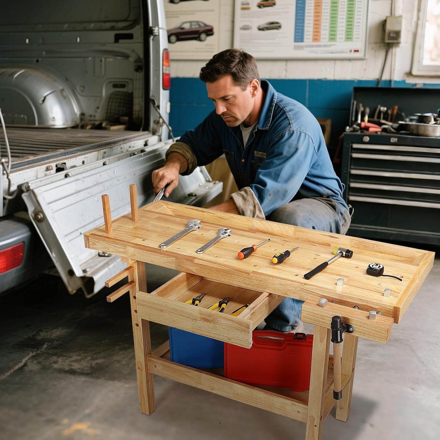 Magshion 50" Rubberwood Workbench