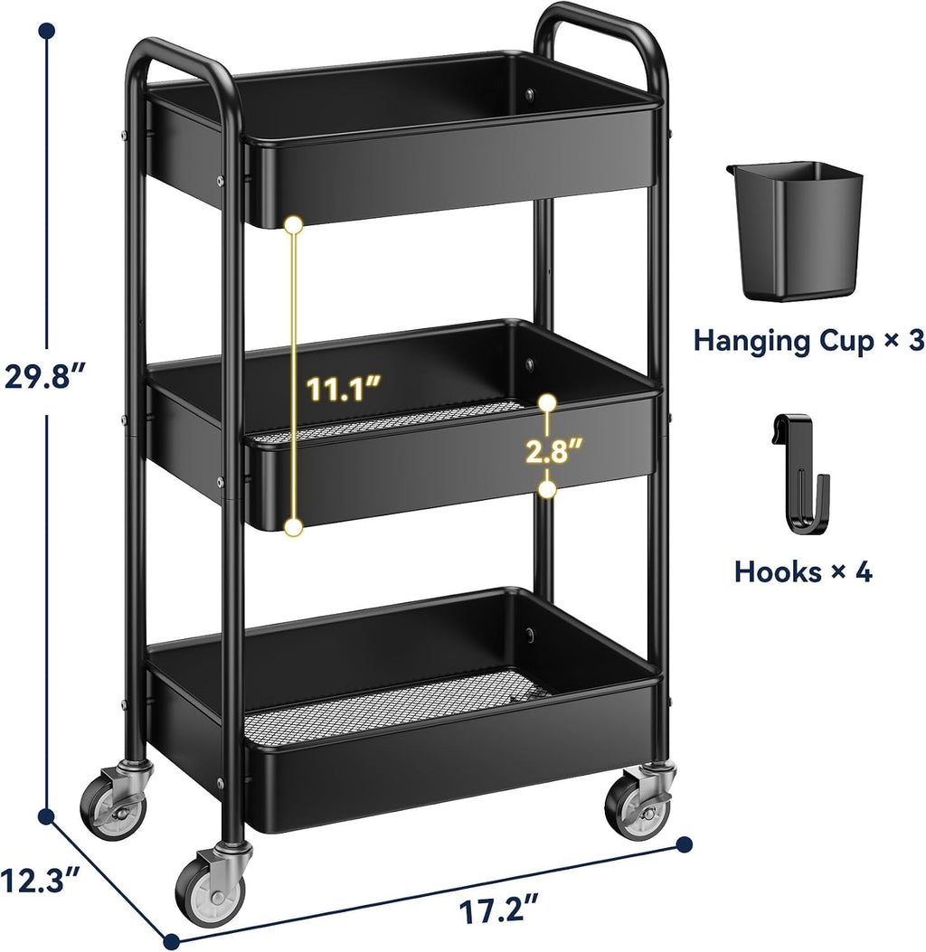 YASONIC 3 Tier Rolling Cart