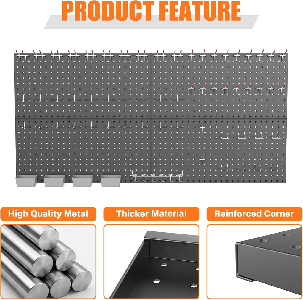 TORACK 4-Panel Pegboard Tool Organizer