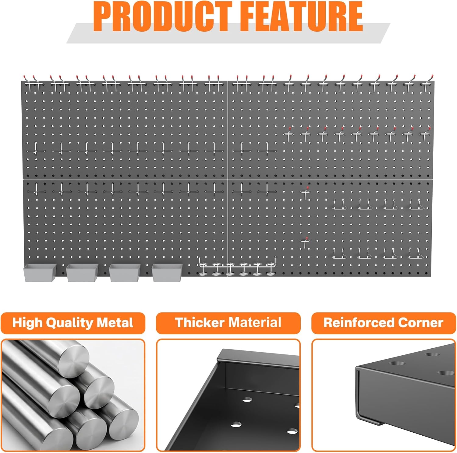TORACK 4-Panel Pegboard Tool Organizer
