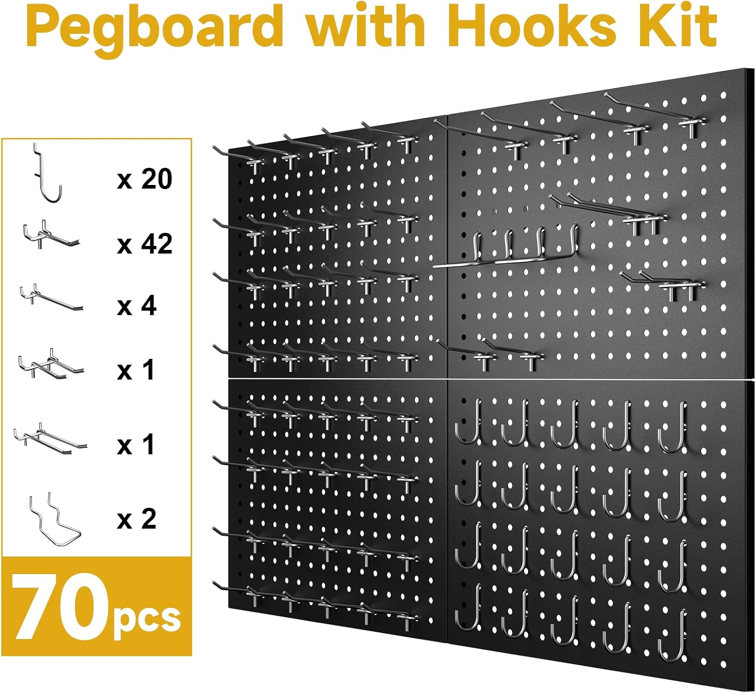 74PCS Metal Pegboard Wall Organizer
