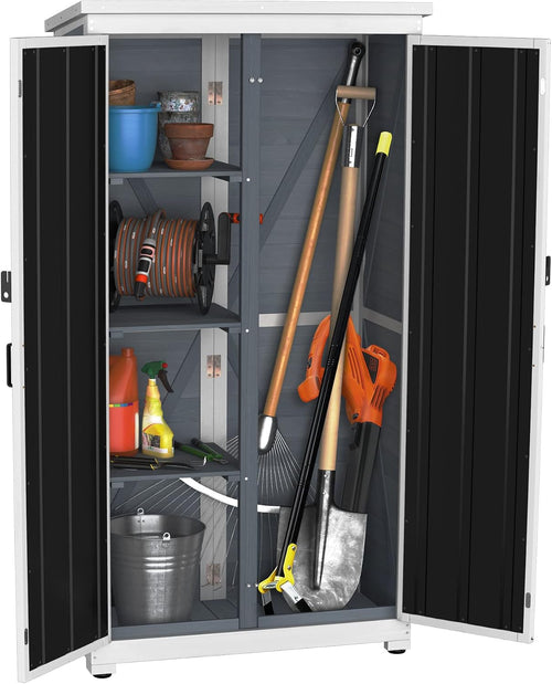 66" Wood Metal Outdoor Storage Cabinet