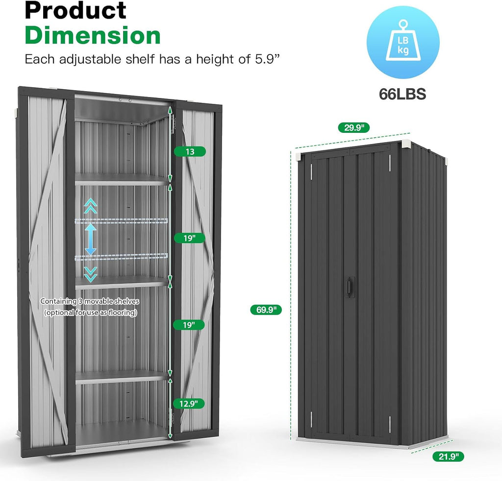 Dark Grey Tall Outdoor Cabinet