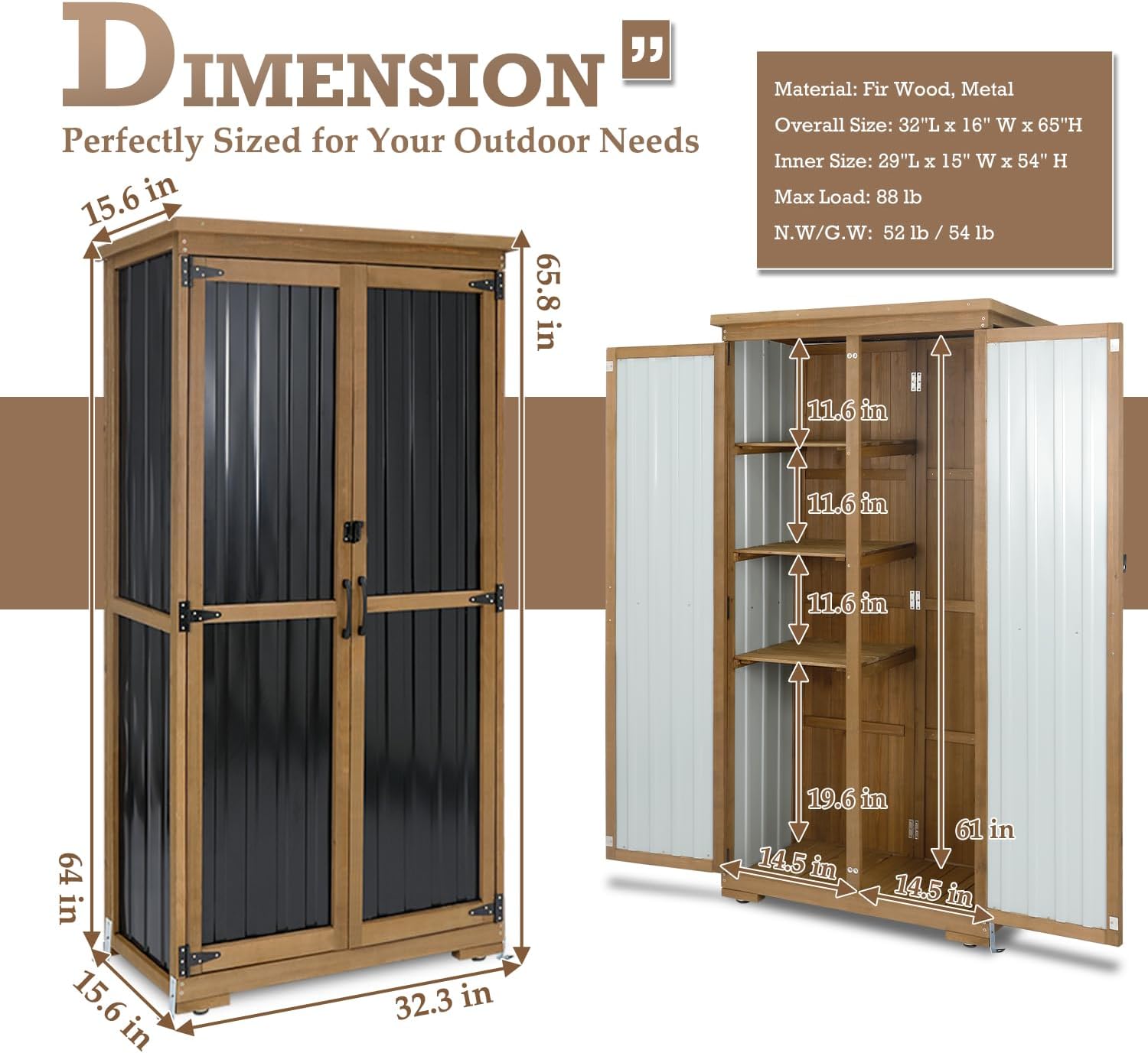 Tall Waterproof Outdoor Storage Cabinet