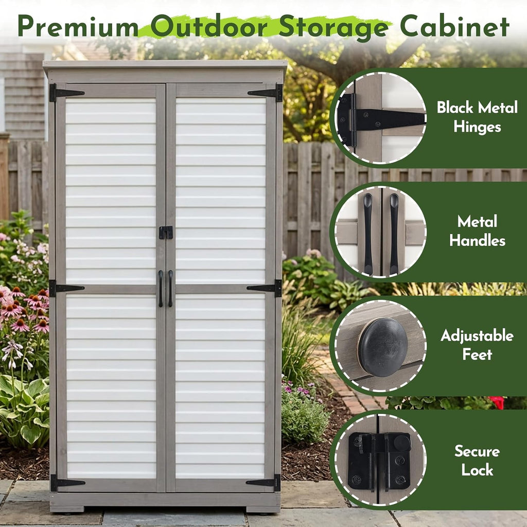 Tall White Outdoor Storage Cabinet