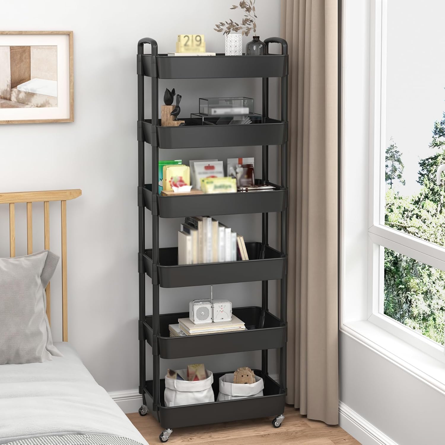 Sywhitta 6-Tier Plastic Rolling Utility Cart