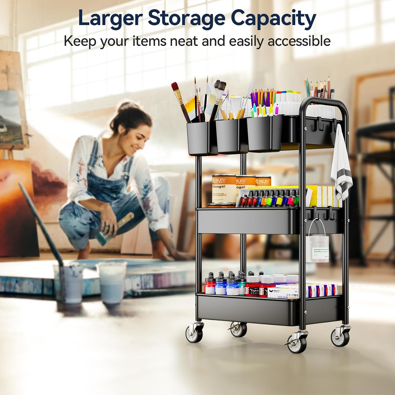 YASONIC 3 Tier Rolling Cart