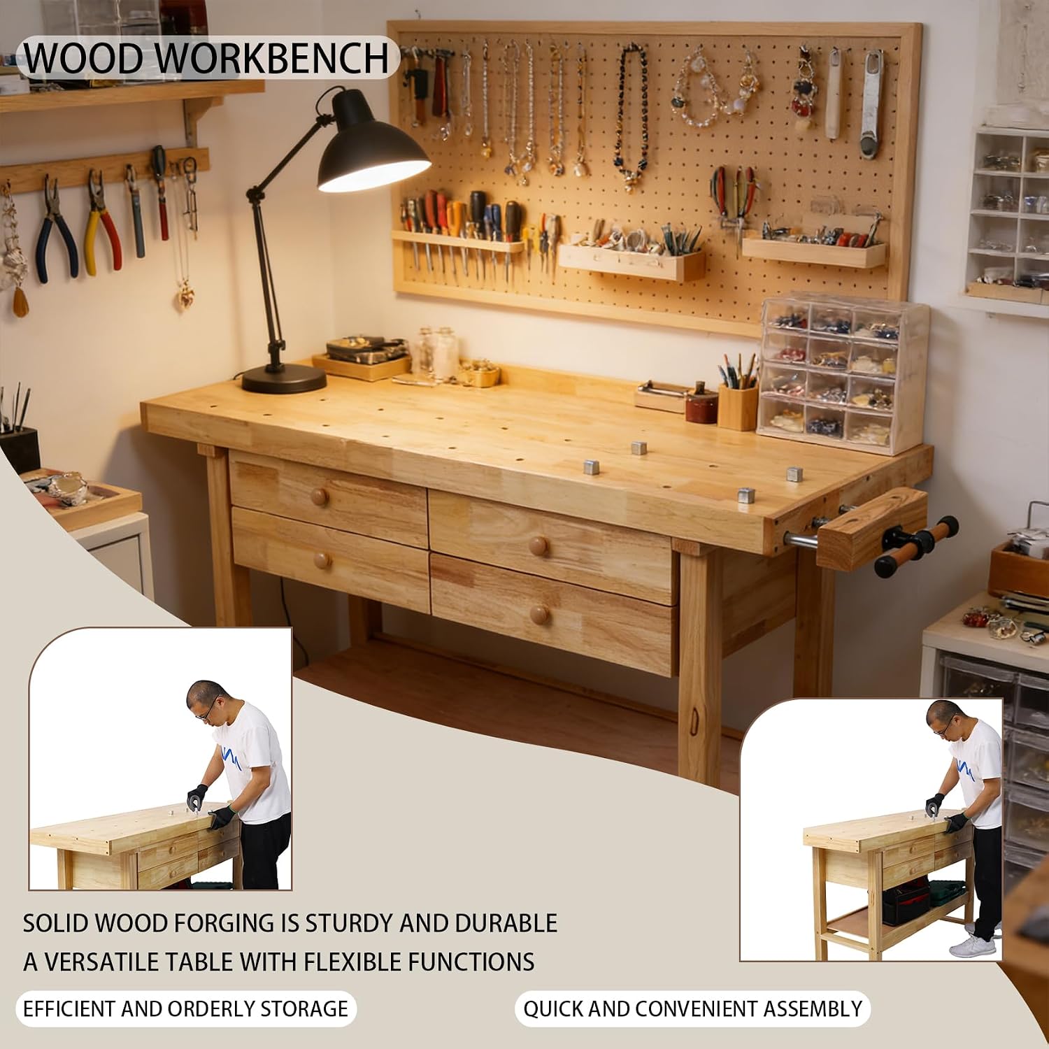 60 Inch Wood Top Workbench