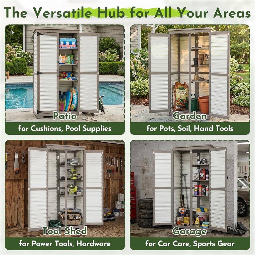 Tall White Outdoor Storage Cabinet