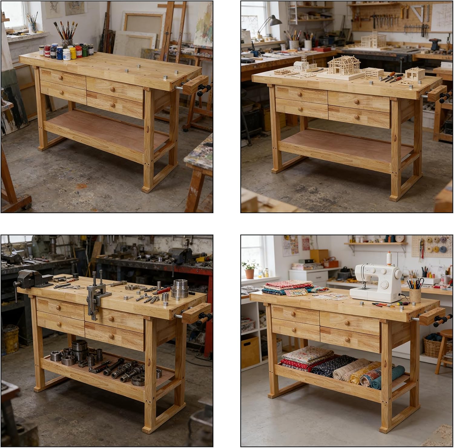 60 Inch Wood Top Workbench