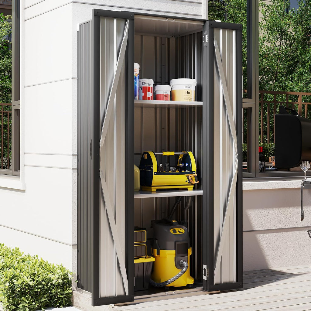 Dark Grey Tall Outdoor Cabinet