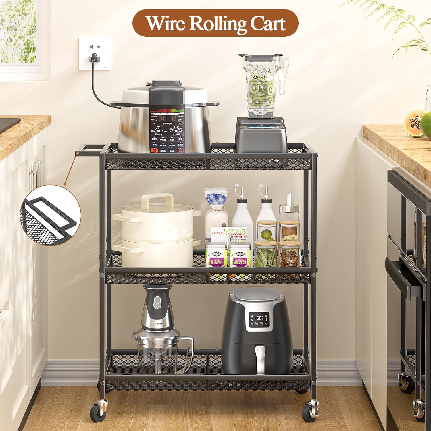3 Tier Rolling Utility Kitchen Cart