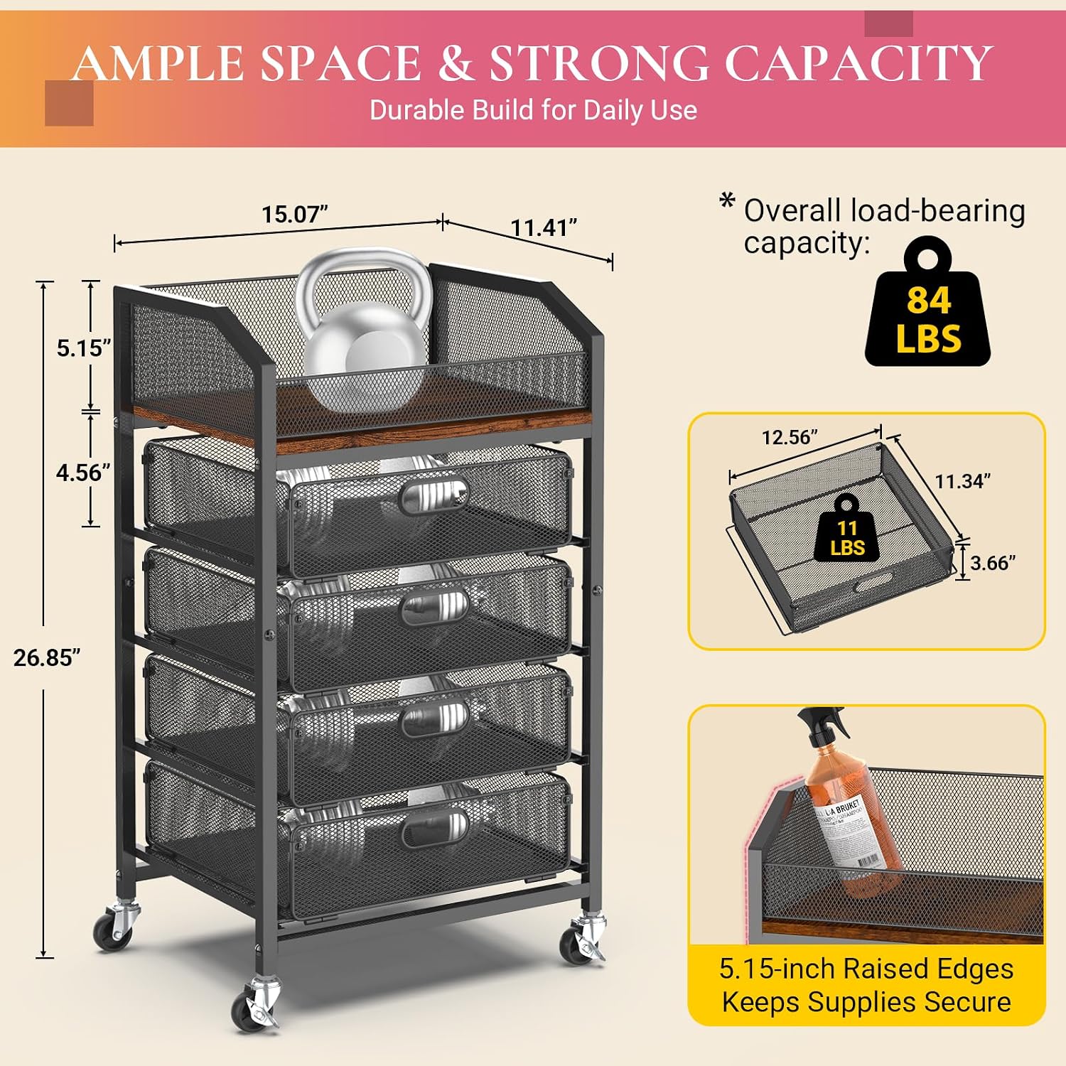 Goovilla Rolling Makeup Organizer Cart