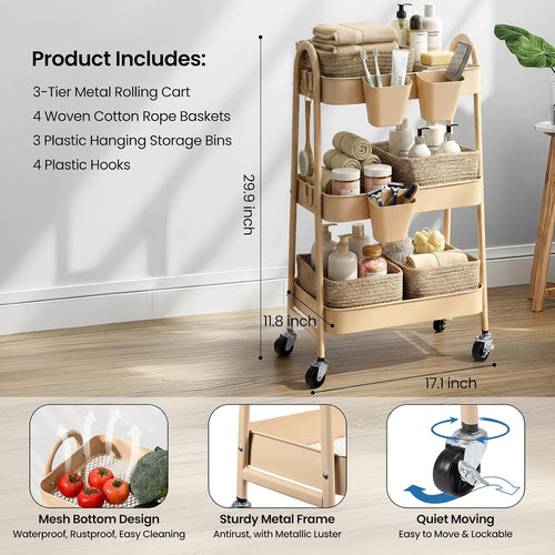 3-Tier Rolling Utility Cart
