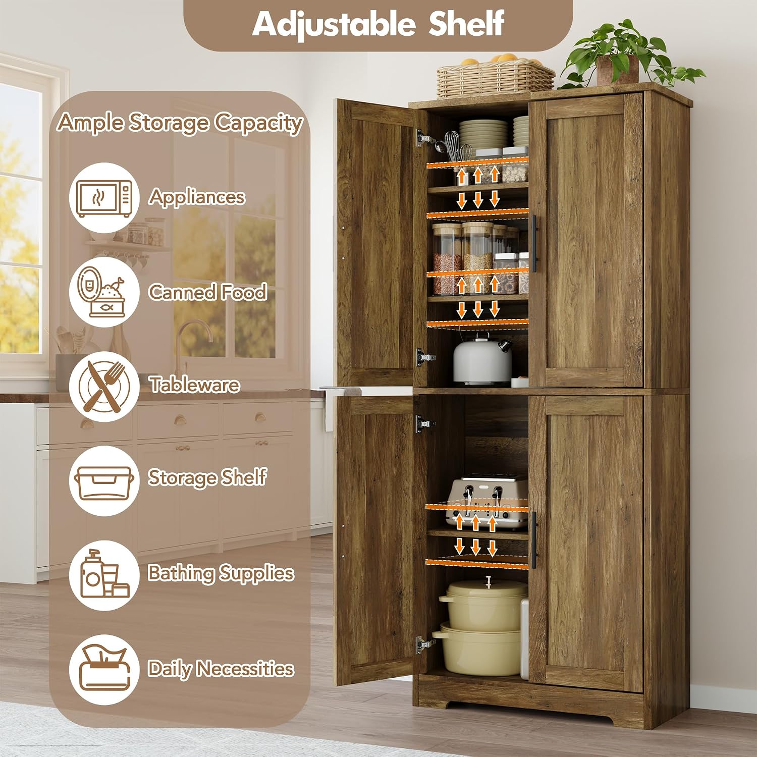 Garvee Barnwood Tall Pantry Cabinet