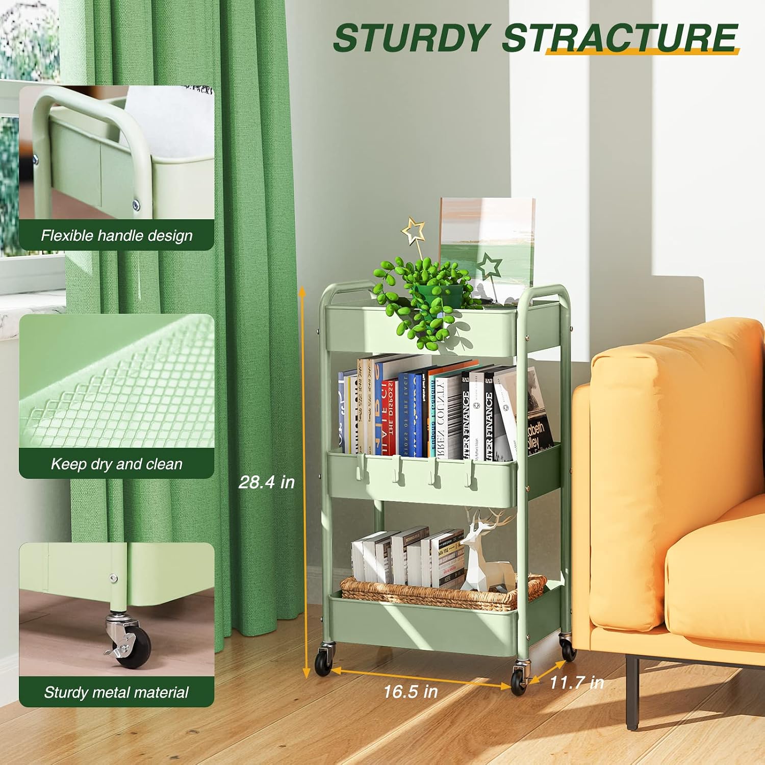 3 Tier Rolling Utility Cart