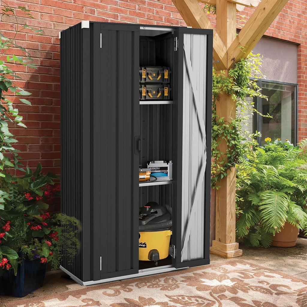 Dark Grey Tall Outdoor Cabinet