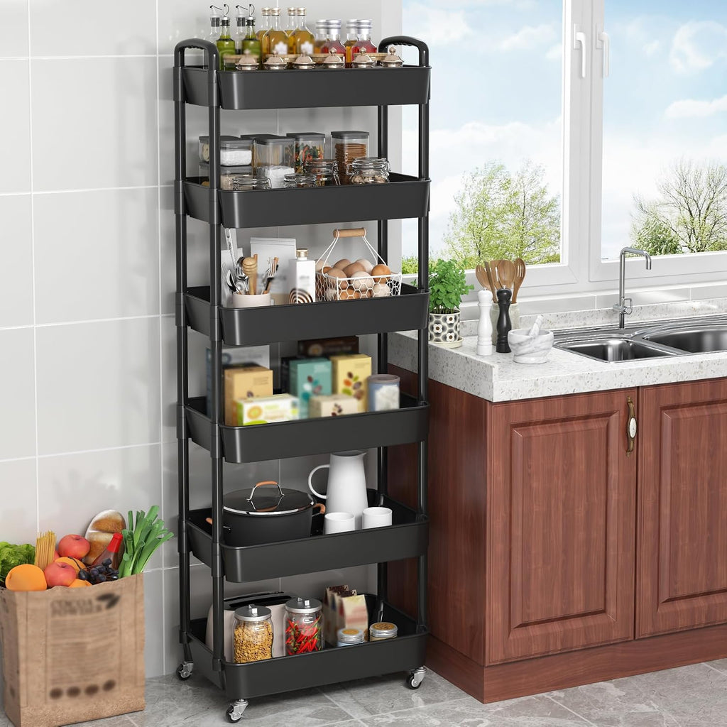 Sywhitta 6-Tier Plastic Rolling Utility Cart