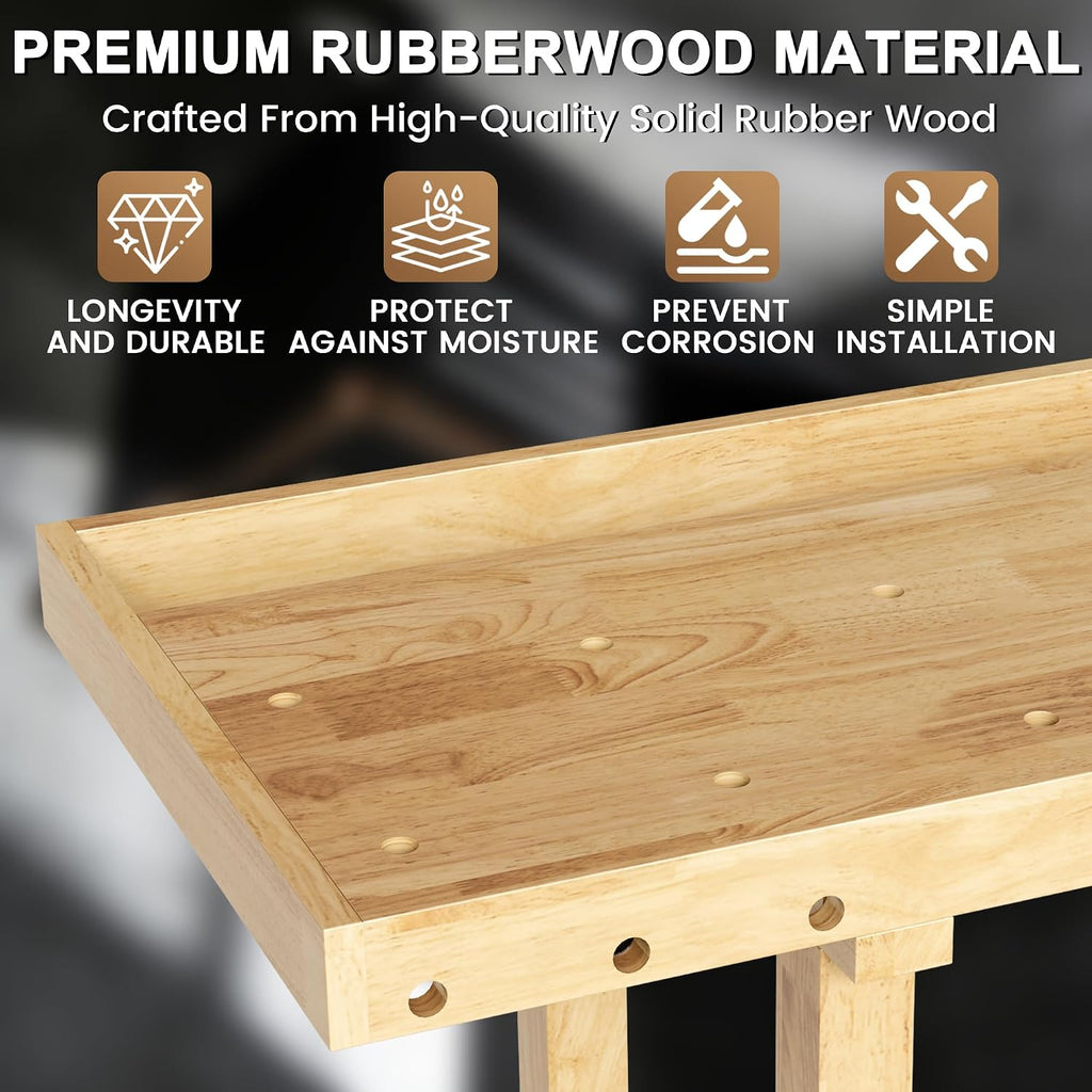 60" Solid Rubber Wood Workbench