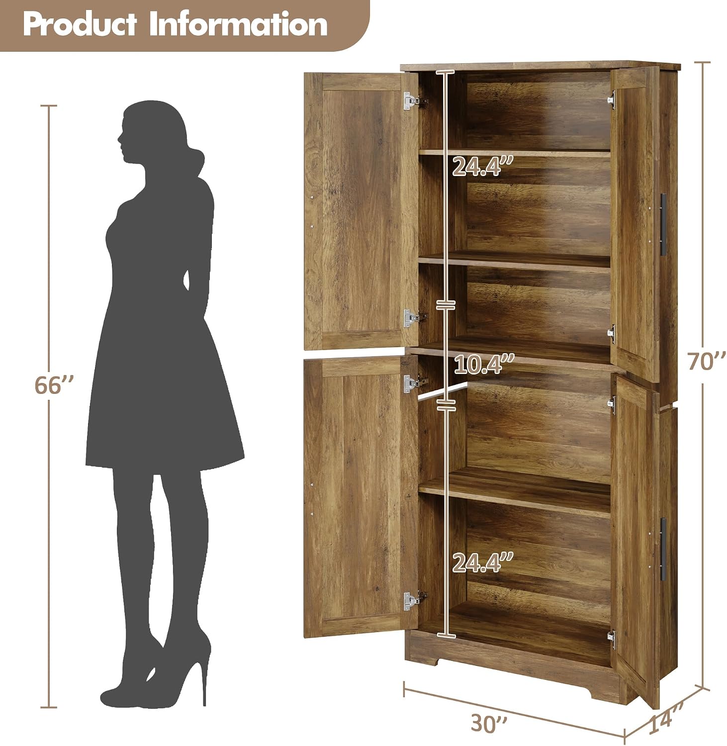 Garvee Barnwood Tall Pantry Cabinet
