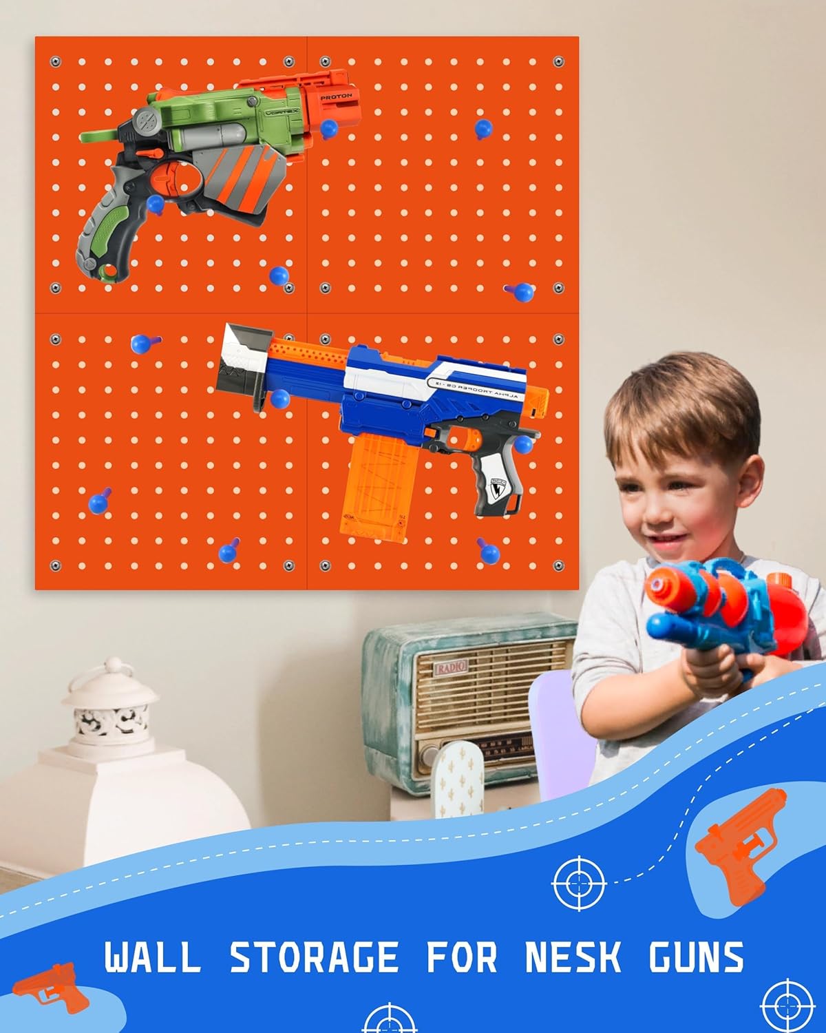 Skywin Wooden Nerf Gun Peg Board