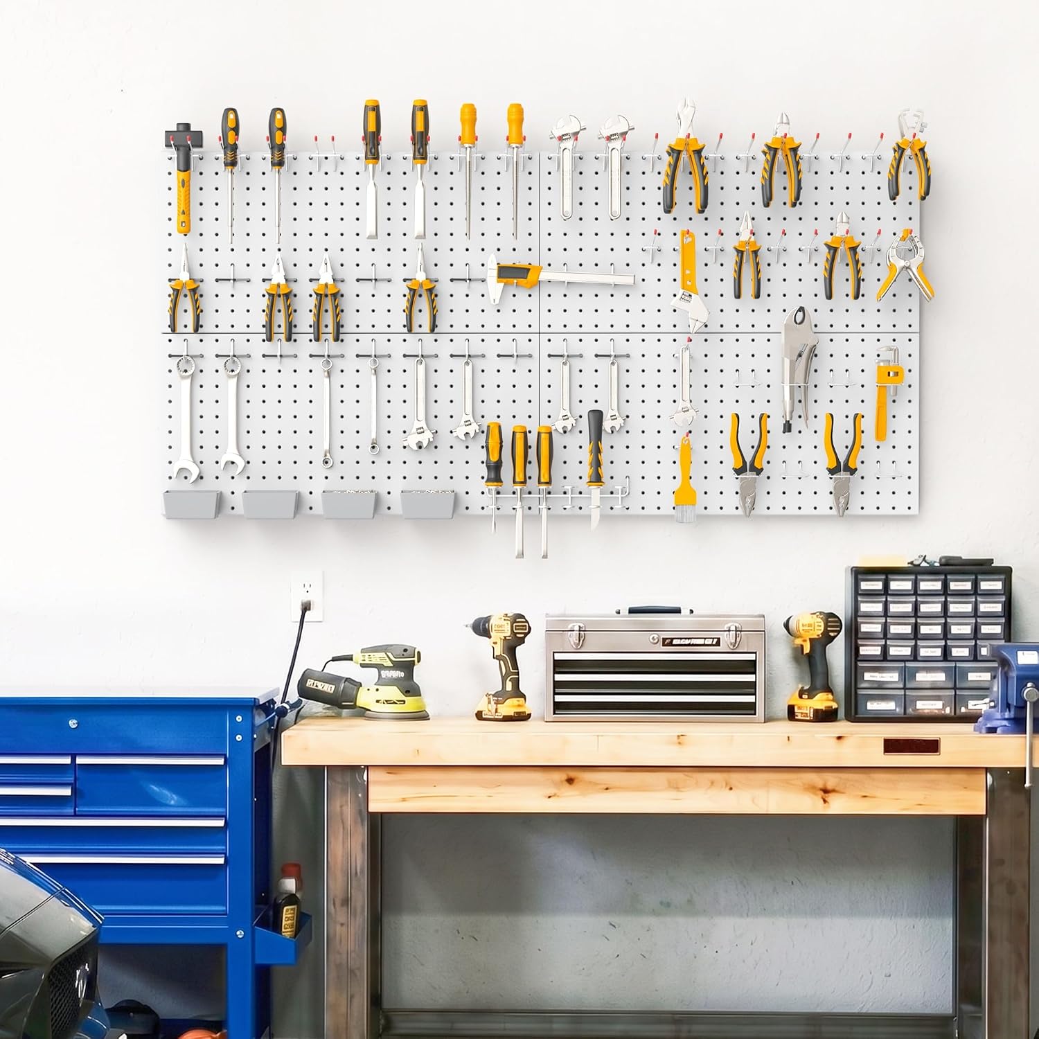 Wall-Mounted Tool Storage Pegboard Kit