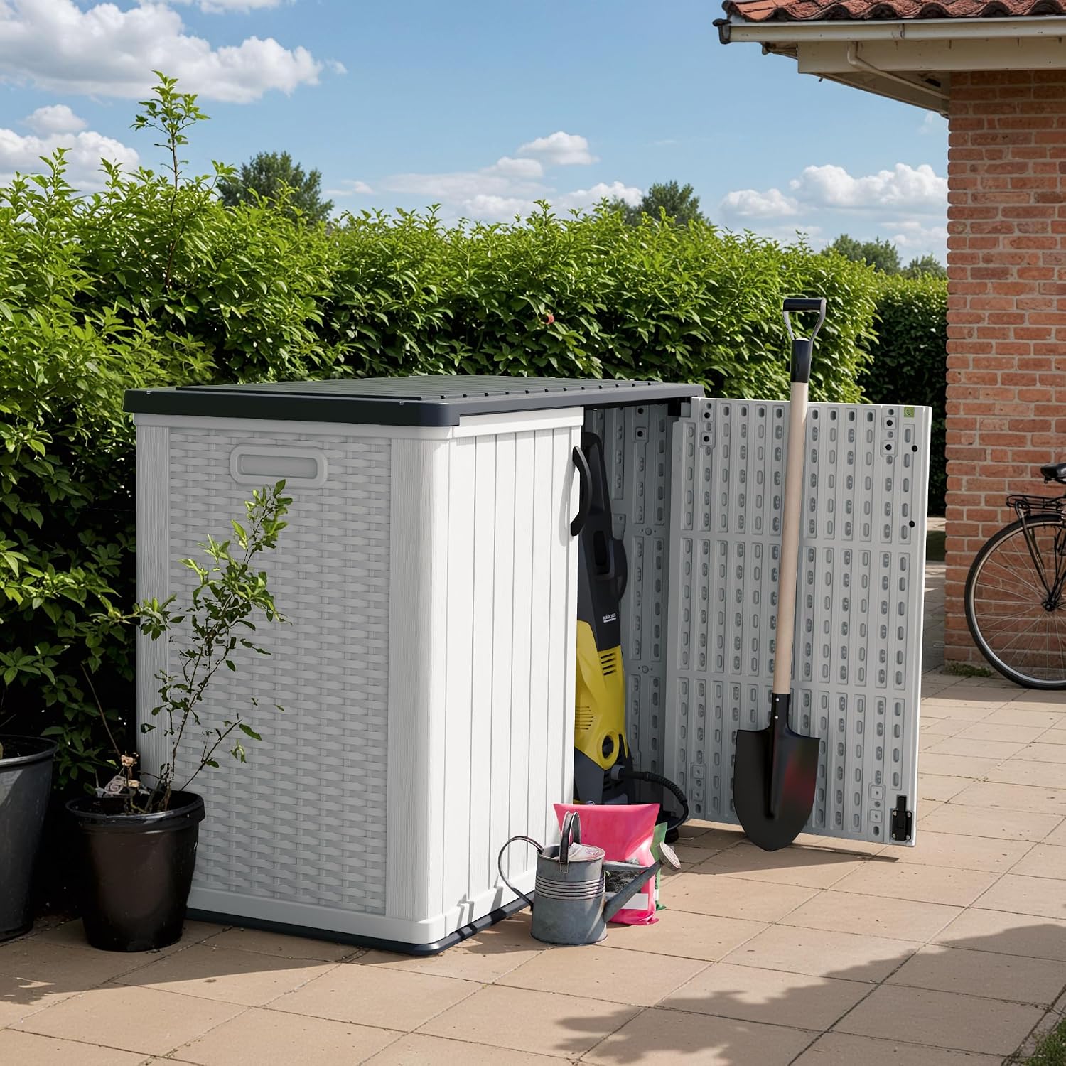 Devoko White 26 Cu Ft Horizontal Storage Shed