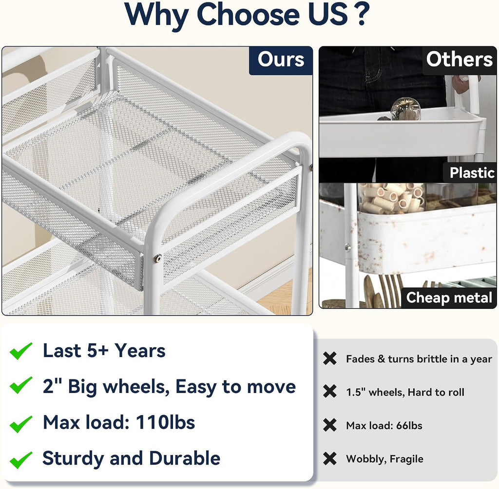 YASONIC 3 Tier Rolling Cart