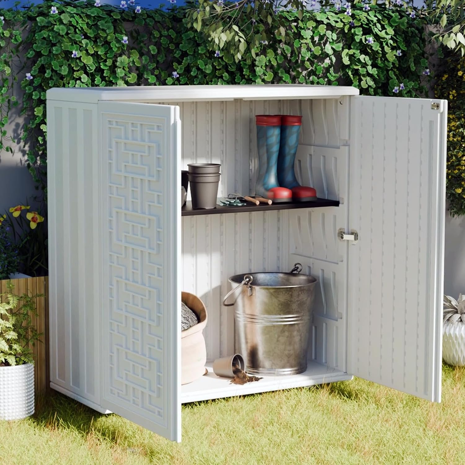 Mrosaa Waterproof Plastic Storage Cabinet