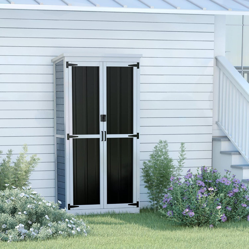 66" Wood Metal Outdoor Storage Cabinet