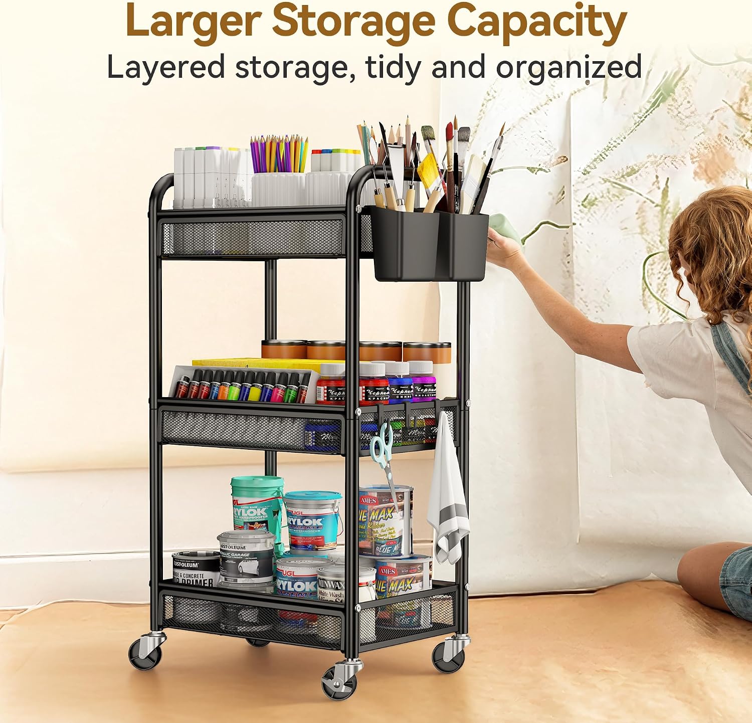 YASONIC 3 Tier Rolling Cart