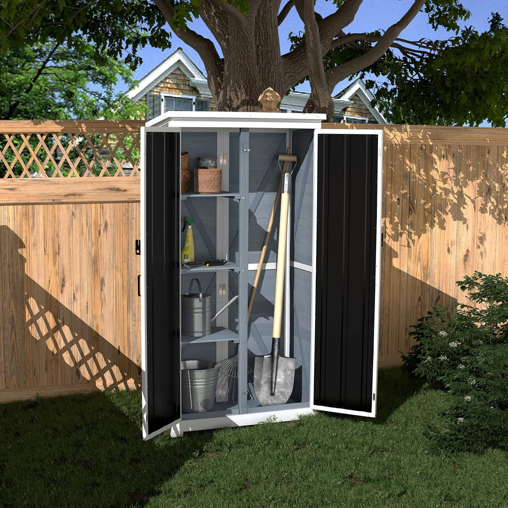 66" Wood Metal Outdoor Storage Cabinet