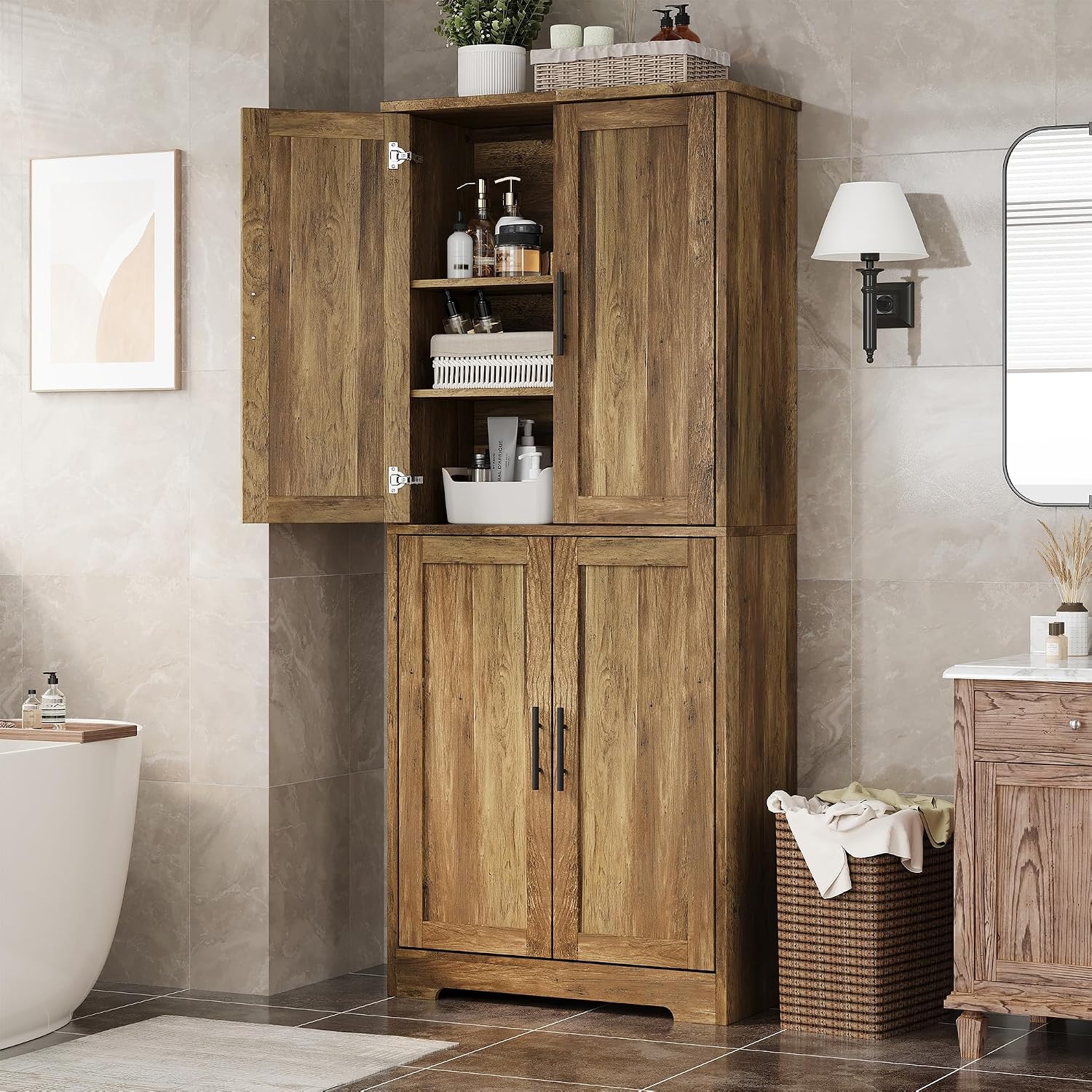Garvee Barnwood Tall Pantry Cabinet